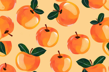 Apples on Orange Background | Fresh Produce Design | Juicy Apples, Vibrant Orange, Healthy Snack, Fruit Variety, Colorful Eating