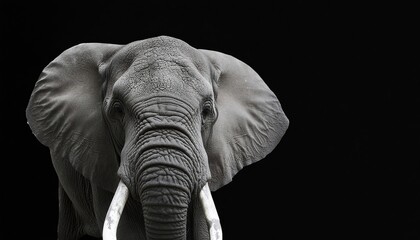 Elephant on black background