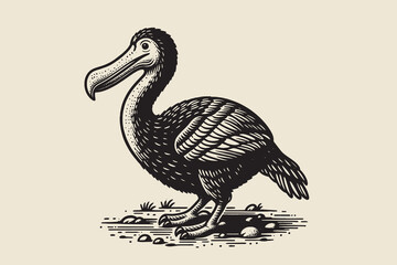 Dodo bird. Beautiful vintage engraving vector illustration, icon, logo, emblem