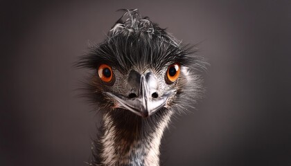  emu close up head on black backgroun