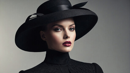 A woman in a black hat and black clothes is a widow.