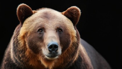 Obraz premium grizzly bear head on black backgroun