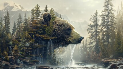 The banner. A bear's head combining elements of nature and fantasy. A combination of wildlife and...