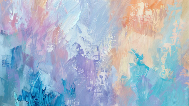 Joyful abstract art on a canvas with warm strokes and wet effects in a soothing pastel palette bringing color to life
