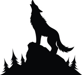 Wolf howling vector silhouette 