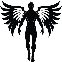 The angel is a man vector silhouette 