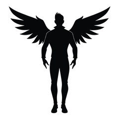 The angel is a man vector silhouette 