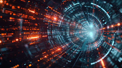 Obraz premium quantum, universe, plexus, landscape, cyberspace, communication, idea, electronic, conceptual, virtual, mesh, wireframe, grid, poly, light, element, circuit, mind, illustration, science, background, t