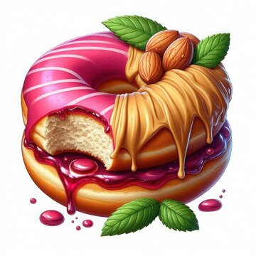 recommend clip art:  Illustration of peanut butter and jelly donuts clip art on white background