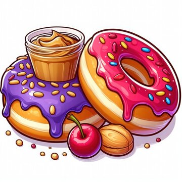 recommend clip art:  Illustration of peanut butter and jelly donuts clip art on white background
