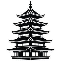 Japanese big pagoda against a white background