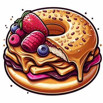 recommend clip art:  Illustration of peanut butter and jelly donuts clip art on white background