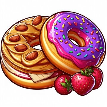 recommend clip art:  Illustration of peanut butter and jelly donuts clip art on white background