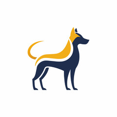 Minimalist dog logo vector art illustration