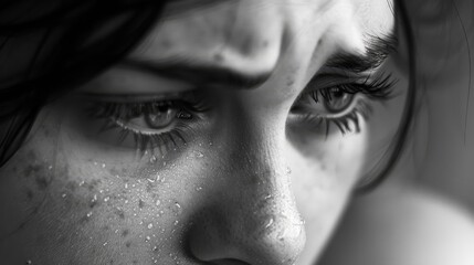 Fototapeta premium A woman with dark hair and brown eyes