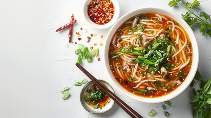 Promotional photo of Asian soup on a transparent white background.