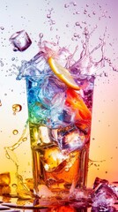 Effervescence of carbonated drinks in glasses filled with ice