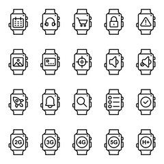 Outline icons set for Smart watch.