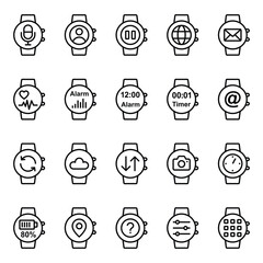 Outline icons set for Smart watch.