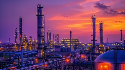 Gas processing plant at sunrise