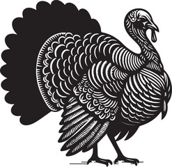 Fototapeta premium Turkey silhouette vector black and white. Turkey logo.