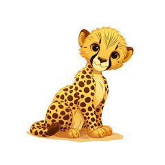 Adorable Baby Cheetah Cartoon, Cartoon Illustration