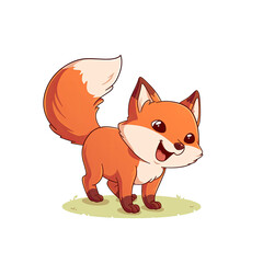 Adorable Fox Cartoon Its Bushy Tail, Cartoon Illustration