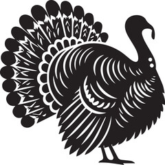 Turkey silhouette vector black and white. Turkey logo.