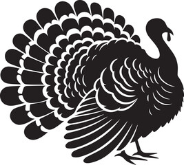 Turkey silhouette vector black and white. Turkey logo.