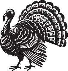 Turkey silhouette vector black and white. Turkey logo.