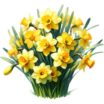 recommend clip art: Daffodil Flower Watercolor Illustration on a Transparent Background, Yellow Flower