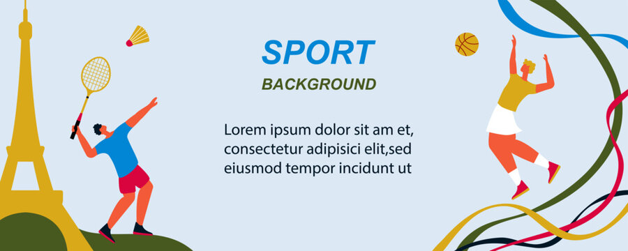 Sports background.Summer sports games. Abstract colorful background with athletes.Vector illustration.	
