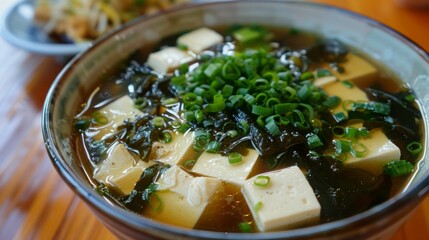 Japanese dish Yudofu. Kelp and tofu soup.