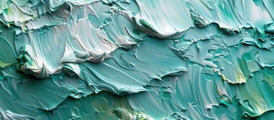 photo Close-up view of abstract mint brush strokes
