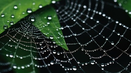 Fototapeta premium spider web with dew drops