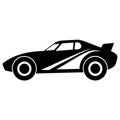 Dirt Track Race Car vector silhouette, white background 