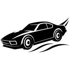 Dirt Track Race Car vector silhouette, white background 