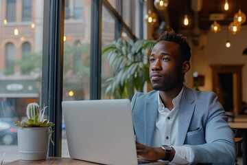 Obraz premium Urban Professional: Embracing Digital Frontier