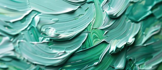 photo Close-up view of abstract mint brush strokes