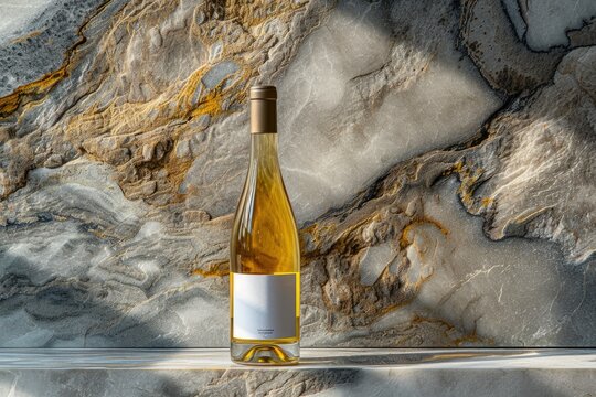 Sleek Riesling Bottle Displayed on Light Mineral Table