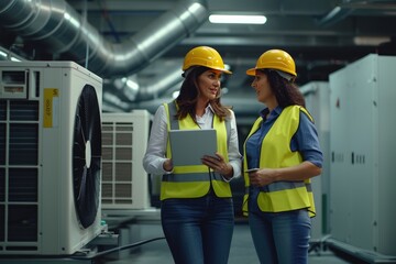 Corporate Leader Consulting Technician at Industrial Air Conditioning Unit, Yellow Attire