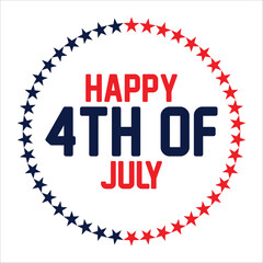 Happy 4th of july independence day sign, symbol, icon design on transparent background. Vector illustration.