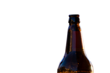 empty glass brown beer bottle with white background in Brazil