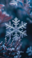 Minimalist of snowflake in winter, phone wallpaper illustration