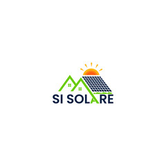 Solar Panel Logo including house,solar,sun elements