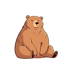 Brown Bear Cartoon Seated Comfortably, Cartoon Illustration