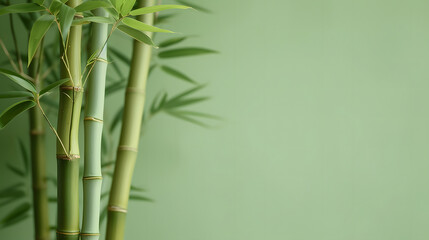 Obraz premium Zen bamboo tree set on a light green canvas, leaving room for text or images