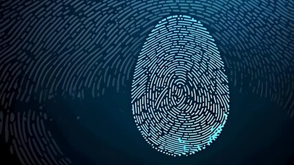fingerprint on blue. Finger print zoom animation