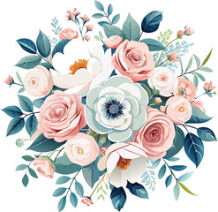 Bohemian wedding flower garland wedding decoration Isolated on white background