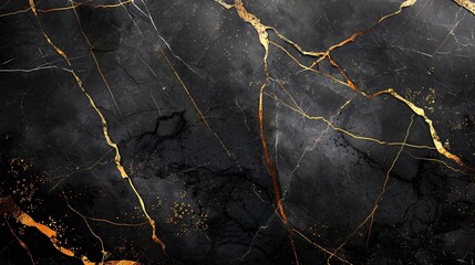 Luxurious Gold Veined Black Marble Tile Texture for Elegant Interior Design Projects